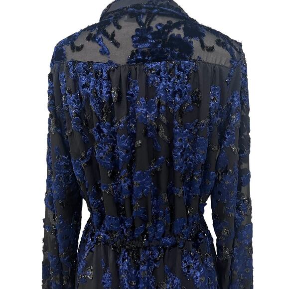 ADAM LIPPES COLLECTIVE RTR Velvet Embroidered Black / Navy Dress Size 4 - Picture 9 of 12